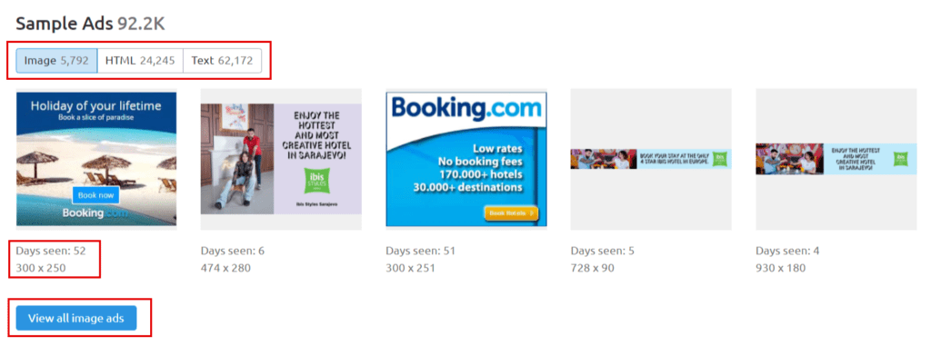 View sample banner ads from your rivals